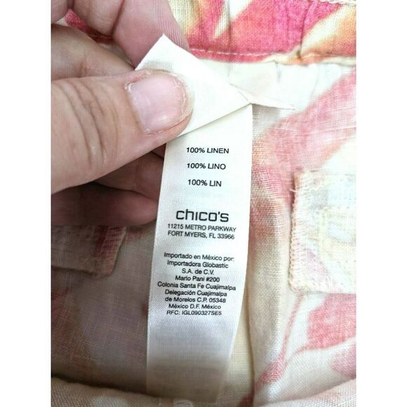 Chico's Tropical 100% Linen Pants Havana Shores Wide leg Multicolor - Picture 4 of 12
